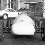 Formula Vau car 1965 in the yard of factory 1 at Porsche (left)